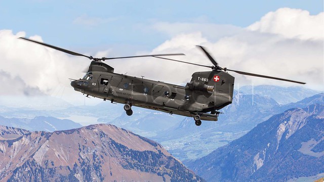 Swiss Air Force Boeing CH-47 Chinook over the Berner Oberland