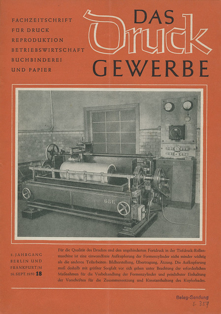 Cover Das Druckgewerbe, 3. Jahrgang, Heft 18, 16. September 1950