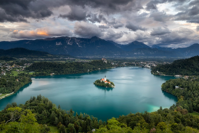 Cloudy Sunset On Bled