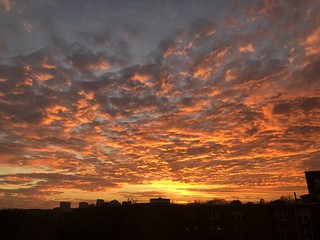 Spectacular orange sunset, view from Georgetown, Washington, D.C.