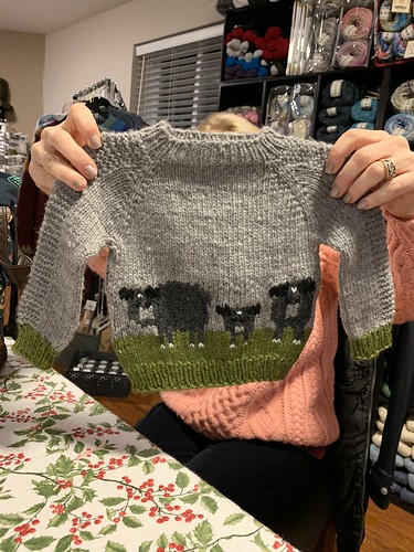 This is so cute! Debbie (@love.knit.spin.weave) knit this using her hand spun (the grey) and Berroco Vintage for a friend (who owns a pet black pot-bellied pig)’s son.