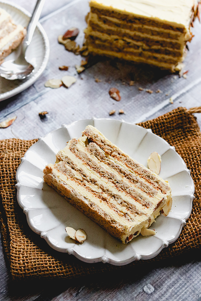 Hazelnut Vanilla Layer Cake {Esterhazy Schnitten}