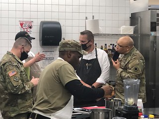 Chef Manno, Kurt Weber discussing future initiatives with COL Hurd