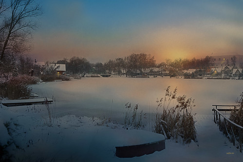 Landscape II by Nellie Vin, Nellie Vin ©Photographysunset winter color landscape veisiejailietuva nellievinphotography dusk snow