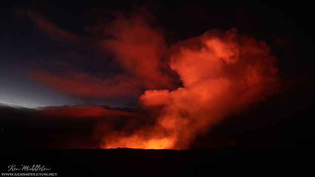 Kilauea Glowing in Hawaii Volcanoes National Park, Island of Hawaii