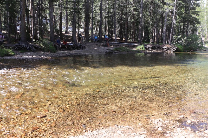 This is the ford of Evolution Creek in Evolution Valley, where the PCT-JMT crosses - this could be dangerous in Spring