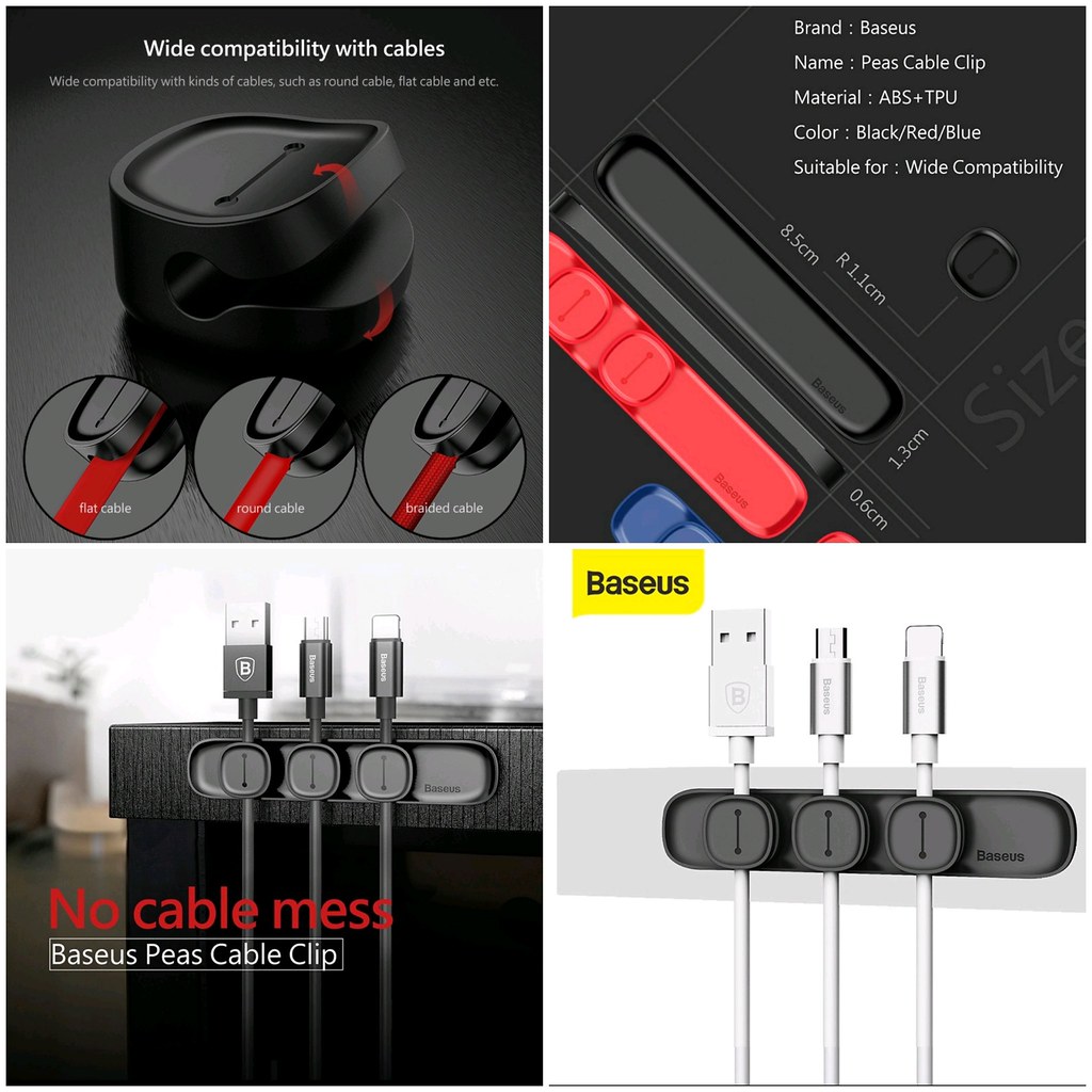 倍思豌豆莢磁吸線夾 Baseus Cable Clip USB Data Cable Organizer Magnetic Holder Desktop Cable Winder rm$8.90 @ Baseus Official Shop at Shopee