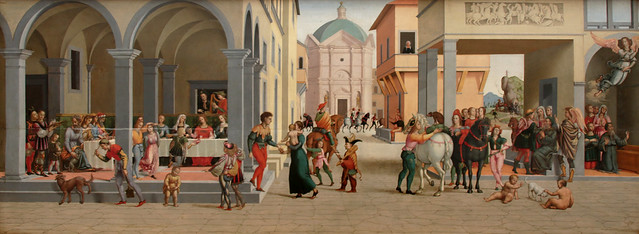 X pittore toscano del XVI secolo - Storia di Santa Lucia (1500 ca) - olio su tavola di pioppo 32 x 152 cm  - Gemäldegalerie, Berlino
