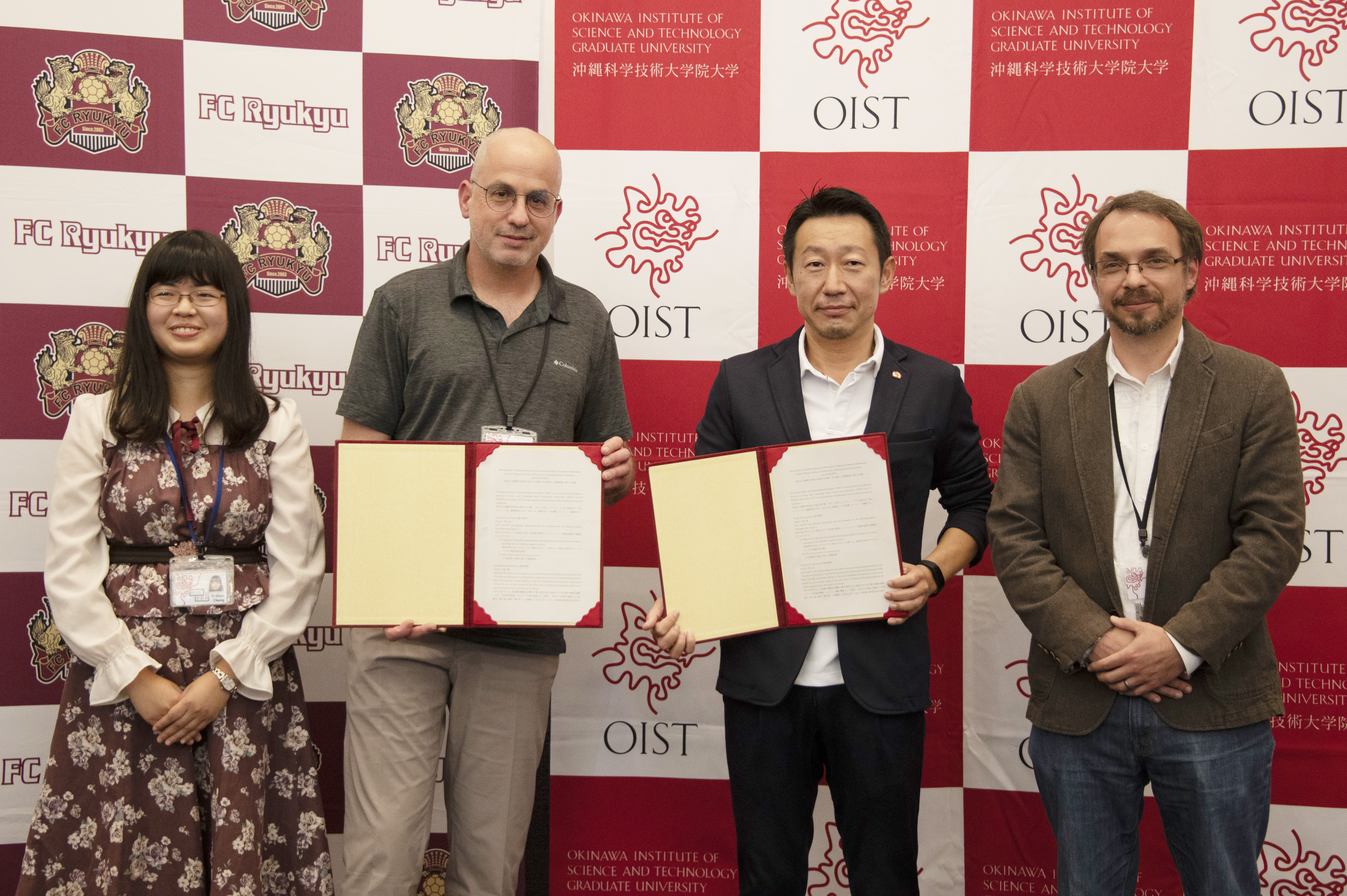 Press Conference With OIST Embodied Cognitive Science Unit And Fc Ryukyu