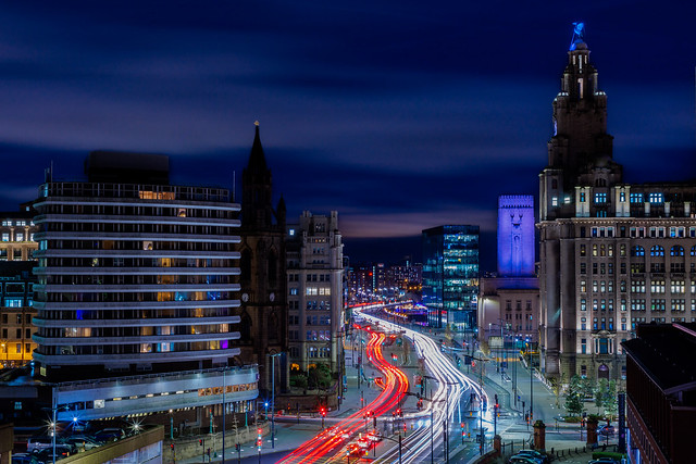 Traffic flows in the city of Liverpool