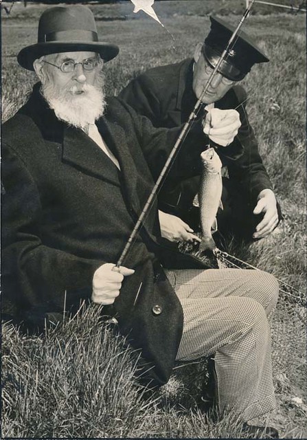 Photograph of Sir William Mulock fishing
