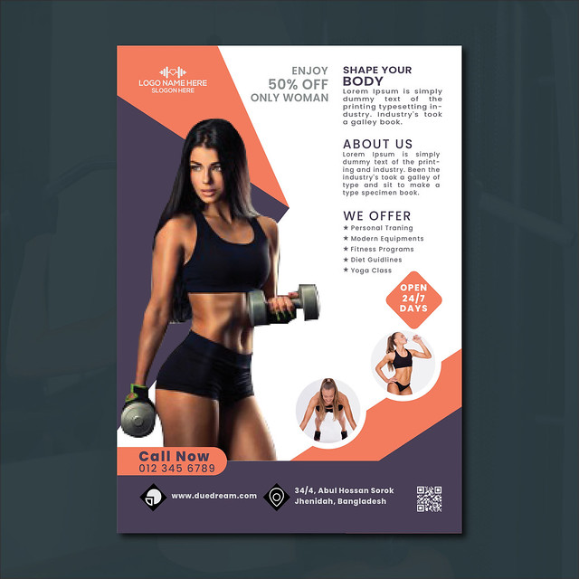 Creative fitness flyer design in adobe illestator.Creative fitness flyer design in adobe illestator.