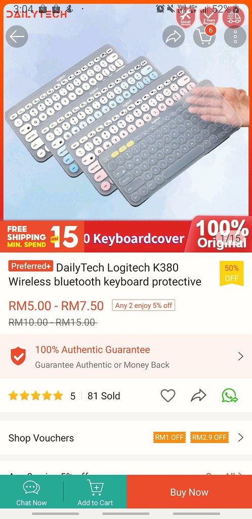 羅技K380鍵盤保護套 Logiteck K380 keyboard cover rm$6.50 @ Yunguo.my at Shopee