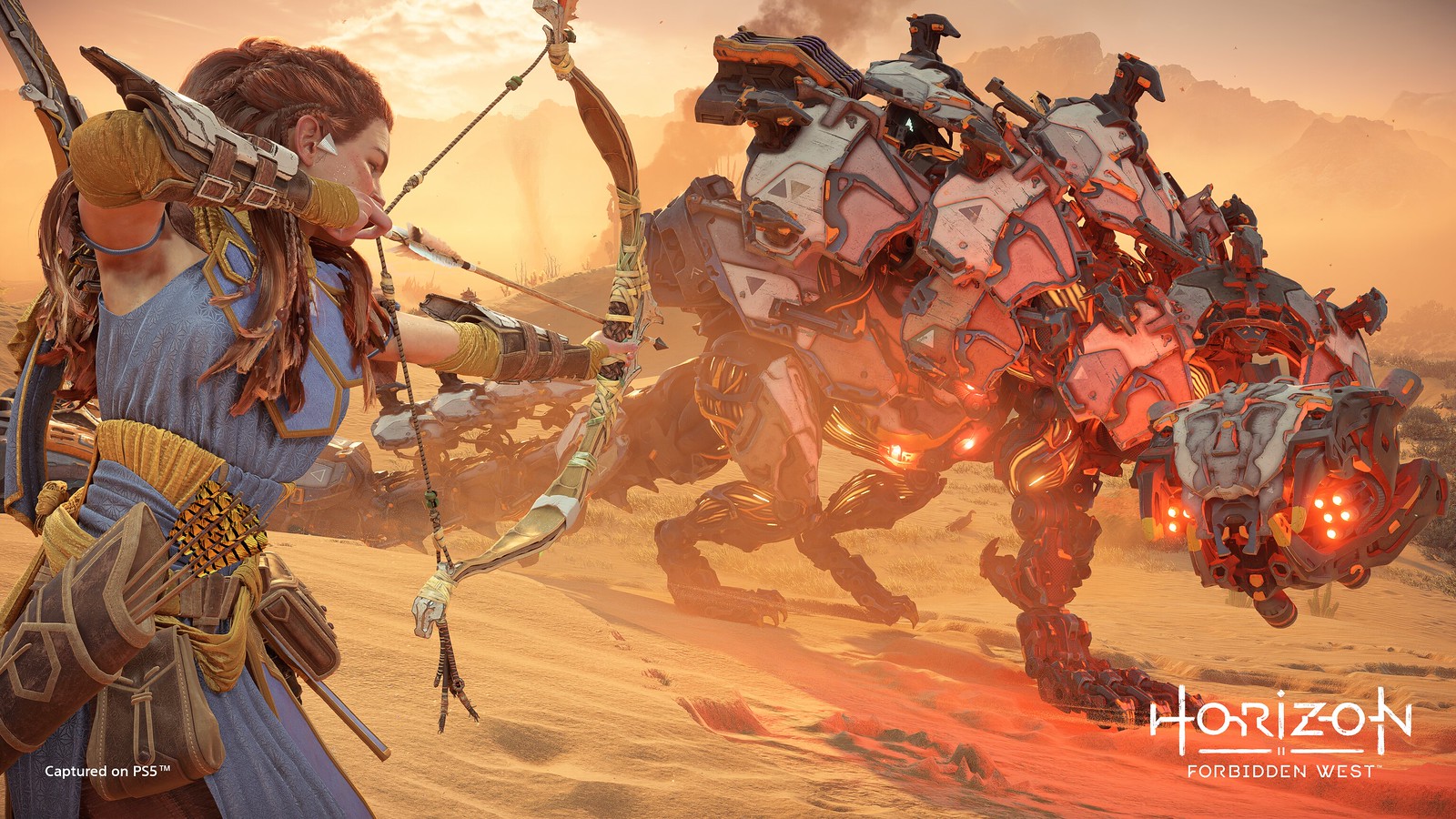 Aloy gets up close to an armoured Rollerback