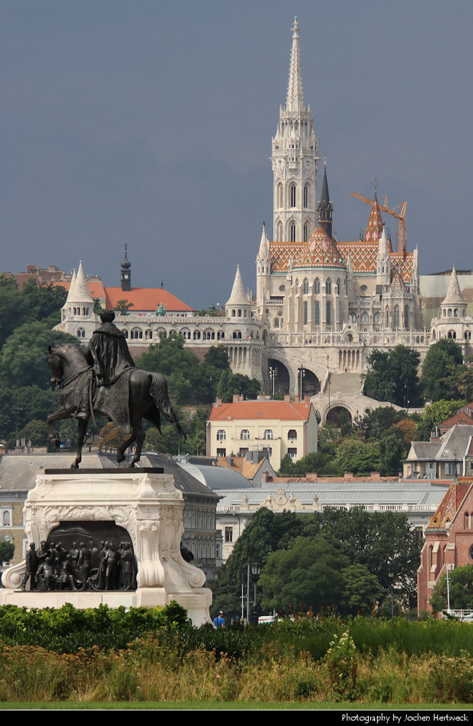 Fisherman's Bastion seen from Kossuth Lajos tér, Budapest, Hungary