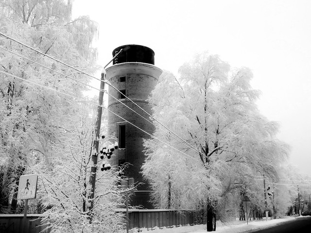 Water tower and lots of snow