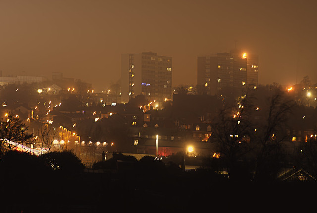 Hanley skyline at night