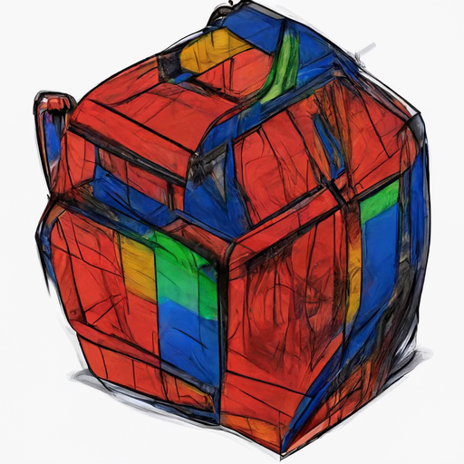 'lineart of a Rubiks cube' Velocity Diffusion Text-to-Image