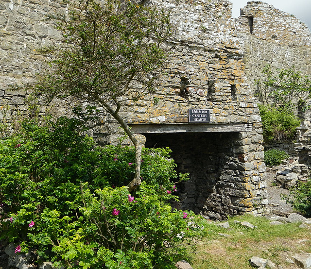 Hearth of the 11th century Manorbier Castle in Wales
