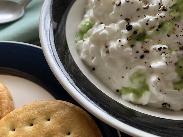 An #easy #nutritious #meal — a #bowl of cottage #cheese with #crackers – h
