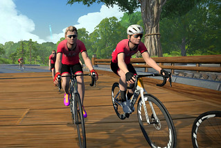Riding with PMC President Jarrett Collins in the weekly Zwift group ride.