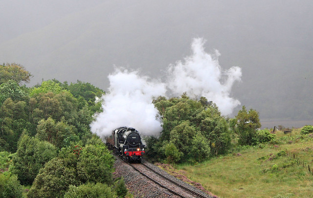 45212 bursts forth in a squally shower. Lochailort . Sep 2019