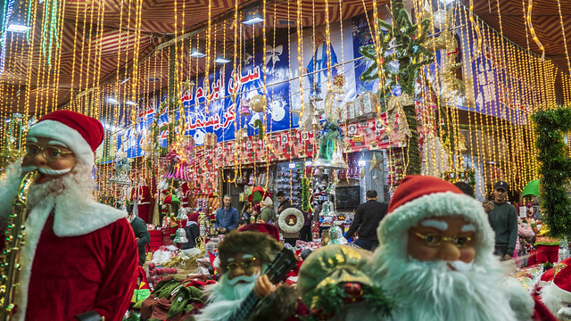 Christmas decorations shop in Cairo's Shubra