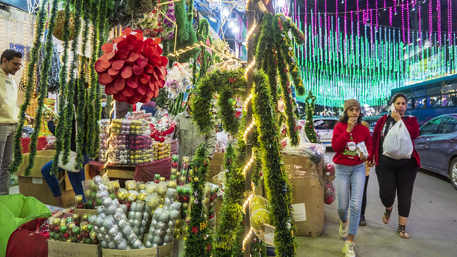 Christmas decorations for sale in Cairo's Shubra