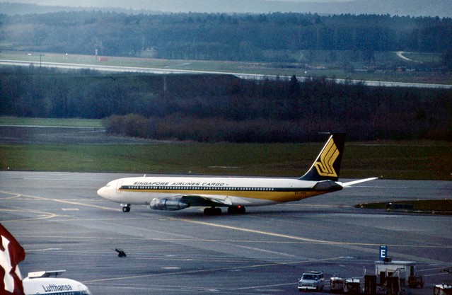 Singapore Airlines Cargo Boeing 707-324C 9V-BEW seen at Zurich Kloten airport