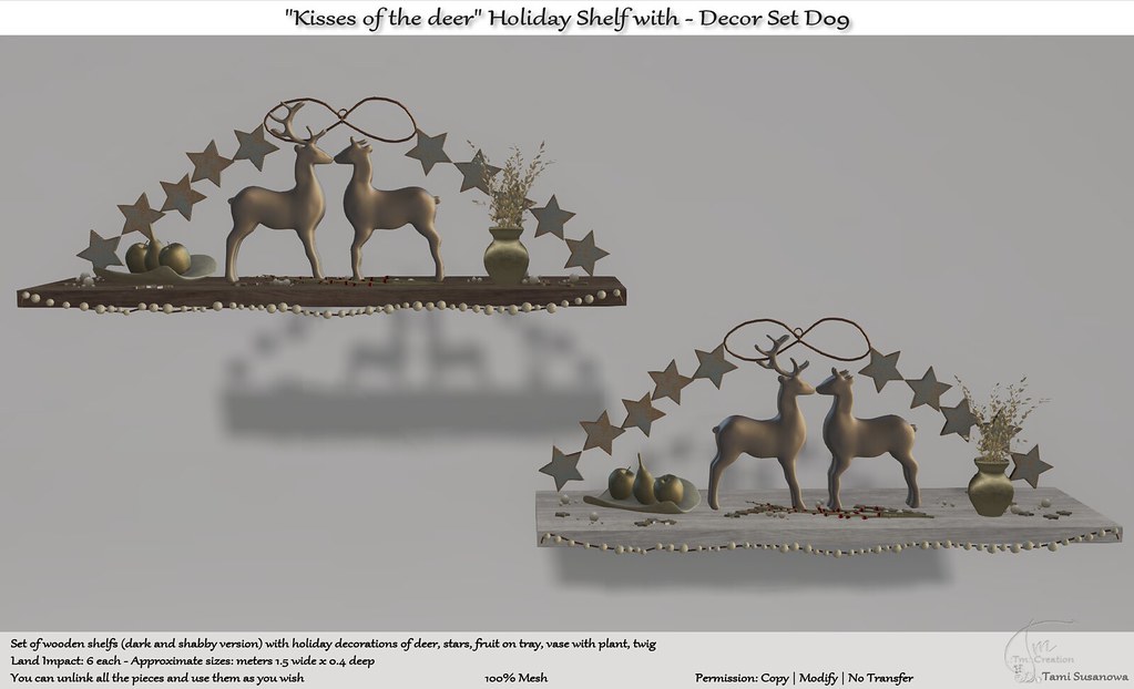 .:Tm:.Creation "Kisses of the deer" Holiday Shelf with Decors D09