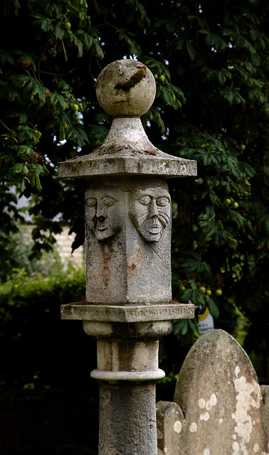 Thorpe Salvin, Yorkshire, St. Peter's Church, graveyard pillar, detail
