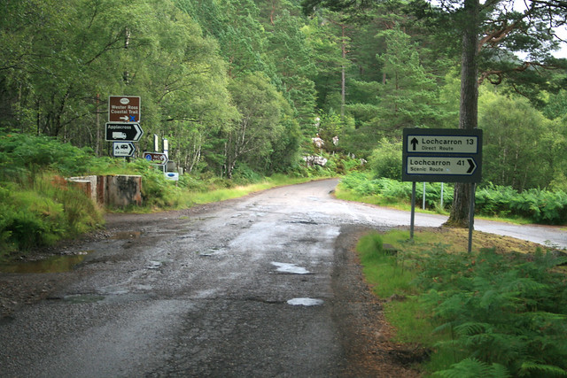 Start of the Applecross coast road (right)