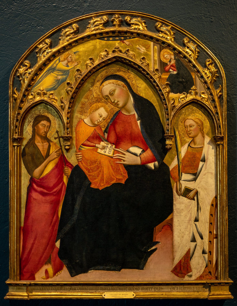 Giovanni del Biondo, Madonna and Child, with Saints John the Baptist and Catherine of Alexandria, ca. 1385, Tempera on wood panel, 7/21/21 #memphisbrooks #artmuseum