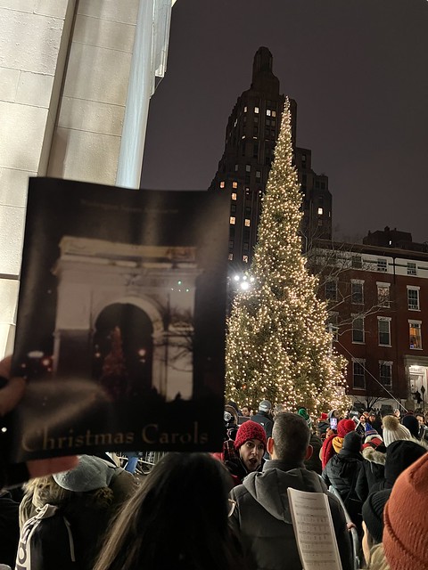 Christmas Tree Lighting 🎄 in Washington Square Park Greenwich Village NYC USA December 8th 2021
