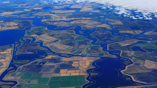 San Joaquin River Delta and Mandeville Island by fksr, aerialphotography sanjoaquinriver riverdelta mandevilleisland islands fields meander landscape calif