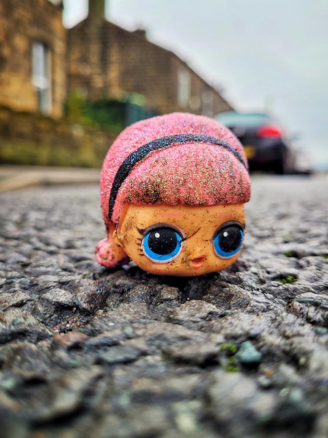 Severed head in the road.