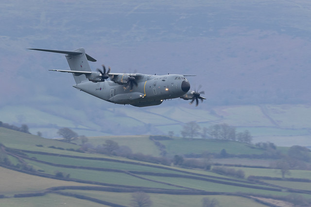 ASCOT486 A400m out of Brize Norton on a low level training sortie ZM406