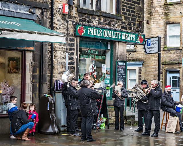 Brass Band and the Butchers in Uppermill, Saddleworth