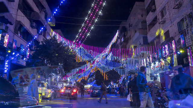 Christmas lights in Cairo's Shubra, Egypt