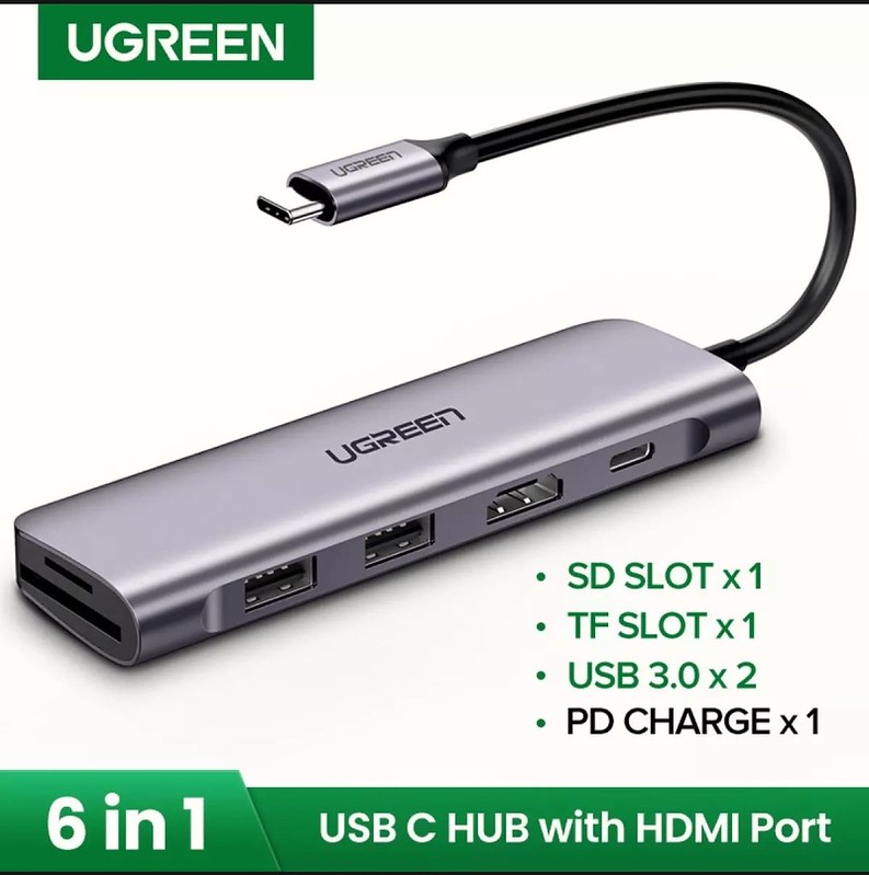 綠聯USB3.0 6口HUB集線器 UGREEN USB-C Hub 6in1 PD rm$119.90 @ UGREEN Direct Store in Lazada