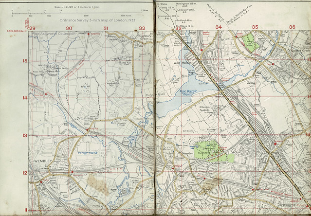 Ordnance Survey : Three Inch map of London, 1933 : N W London extract