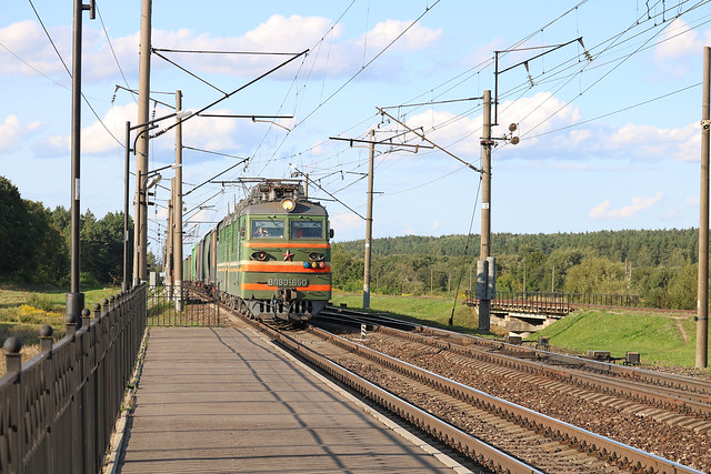 Электровоз ВЛ80С-650 с грузовым составом на путевом посту Городнянский.