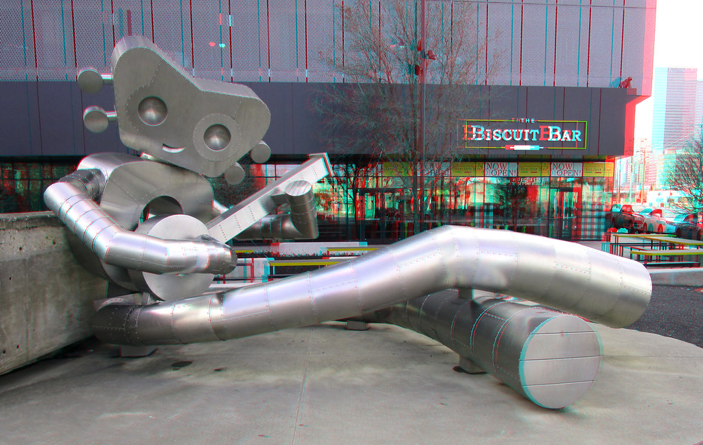GUITAR MAN AT THE BISCUIT BAR DALLAS TEXAS RED CYAN 3D ANAGLYPH