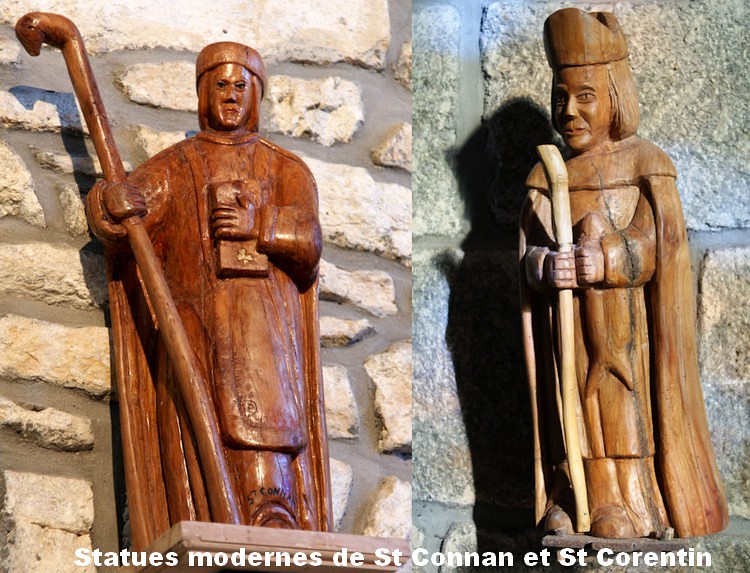 Statues modernes de St Connan & St Corentin