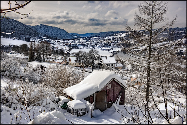 Winter landscape , Vue hivernale sur la France depuis Les Brenets (Switzerland, France)  Izakigur .29.01.19 15:21 : 00 No. 194.