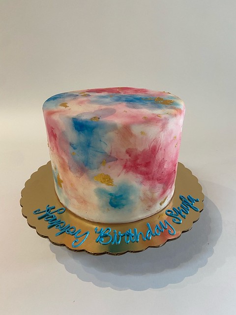 Pink and Blue Watercolor Fondant 400654