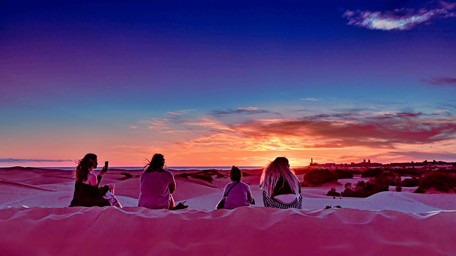 Four girls and a sunset