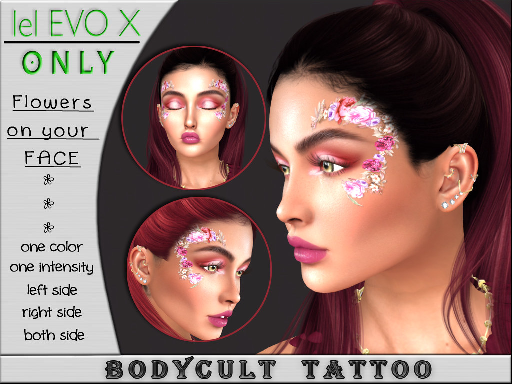 BodyCult Tattoo EvoX FACE Flowers on your face