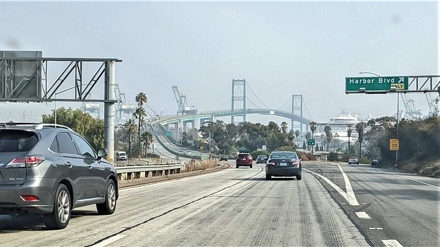 The 710 and Vincent Thomas Bridge - San Pedro, Los Angeles, California