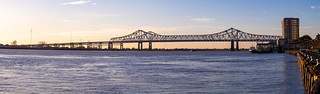 Panorama of the Crescent City Connection across the Mississippi River - New Orleans